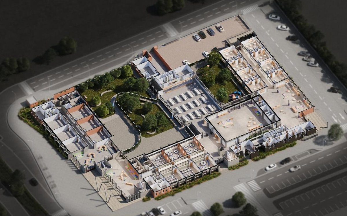 Vista aérea del anteproyecto de la Sede Puertos